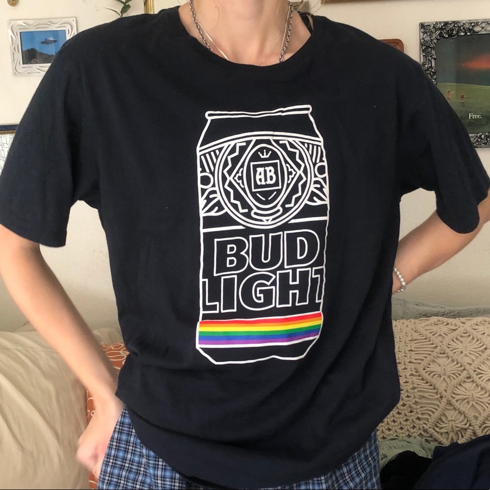 Bud light proud to be friends rainbow pride tee